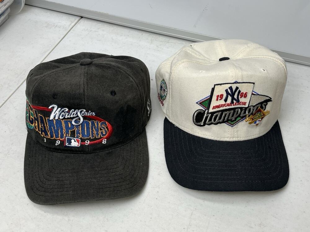 New York Yankees Hat Lot 1996 World Series 1998 Champions Snap Back Lot READ